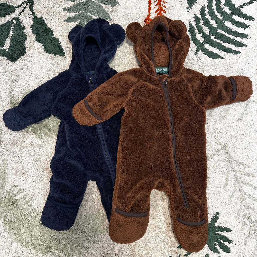 L.L.Bean fleece bear suits set of 2